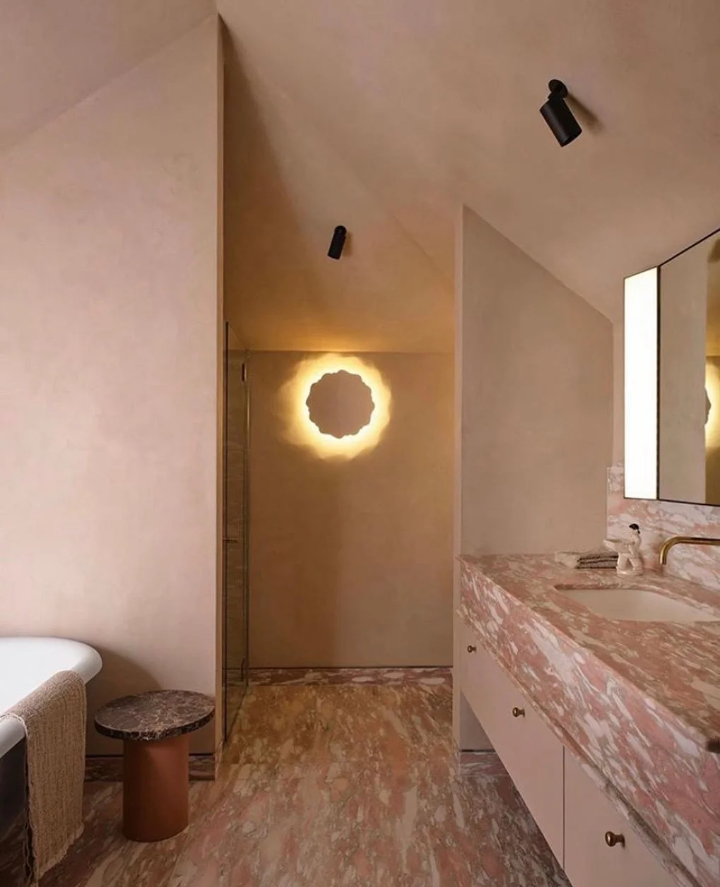 pink microcement bathroom