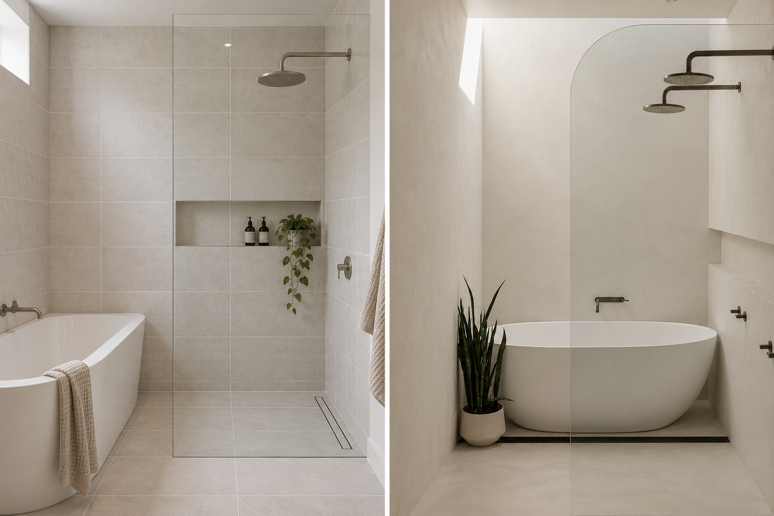 tiled shower vs seamless shower
