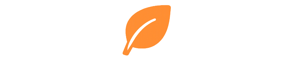 A stylized leaf icon with a gradient orange color.
