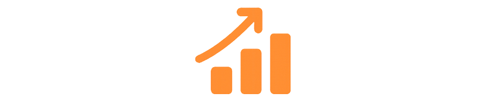 Orange bar graph with an upward trending arrow.