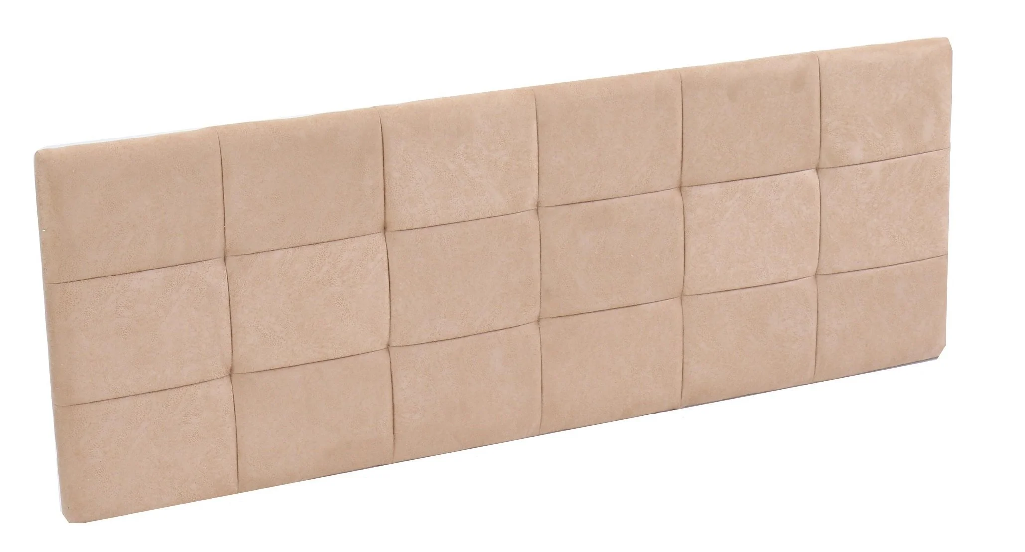 Beige upholstered headboard with grid tufted design