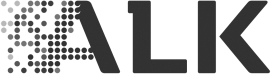 Text that says 'ALK' with a digital dotted design on the left side