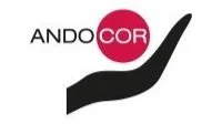 Ando Cor logo with a red circle and a black stylized hand