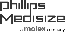 Philips Medisize Molex logo in black and gray