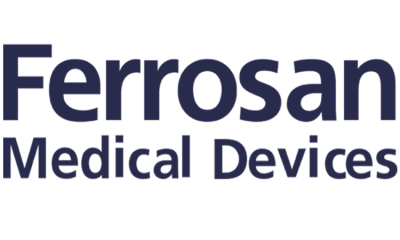 Ferrosan Medical Devices logo with the company name in dark blue text on a white background.