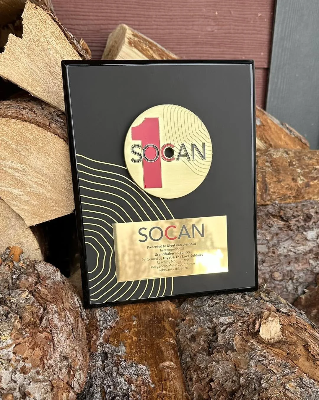 Got a little surprise in the mailbox 📬! Thank you @socanmusic for the shiny plaque and to the @imcountdown  for playing Grandfather&rsquo;s Country  #indigenousmusic #yukonmusic #Number1