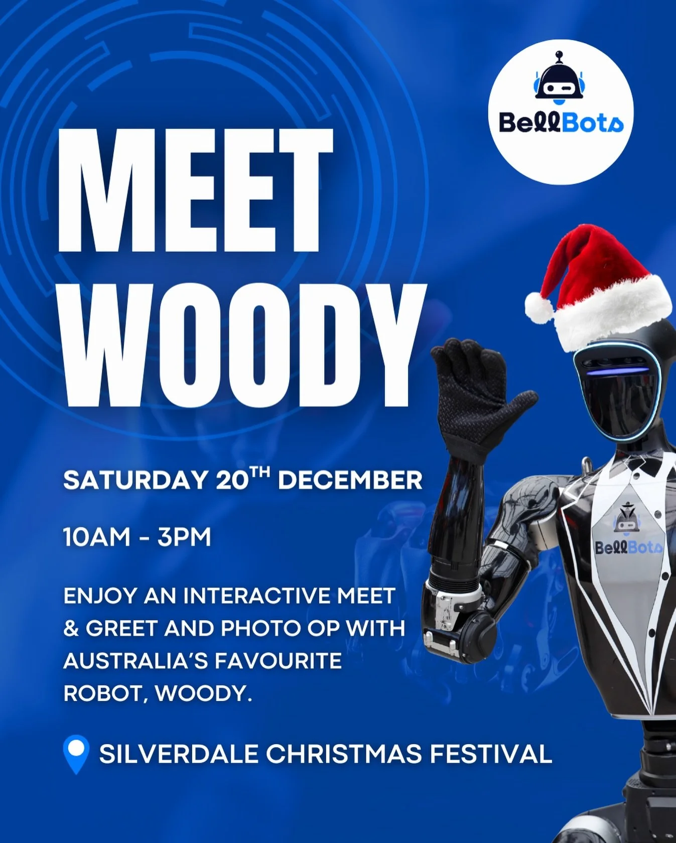 Come meet Woody at the Silverdale Christmas Festival! 🤖🎅
Australia&rsquo;s favourite robot is ready for photos, waves, and festive fun.

📅 Saturday 20 December
⏰ 10AM &ndash; 3PM
📍 Silverdale Christmas Festival

Join us for an interactive meet &a
