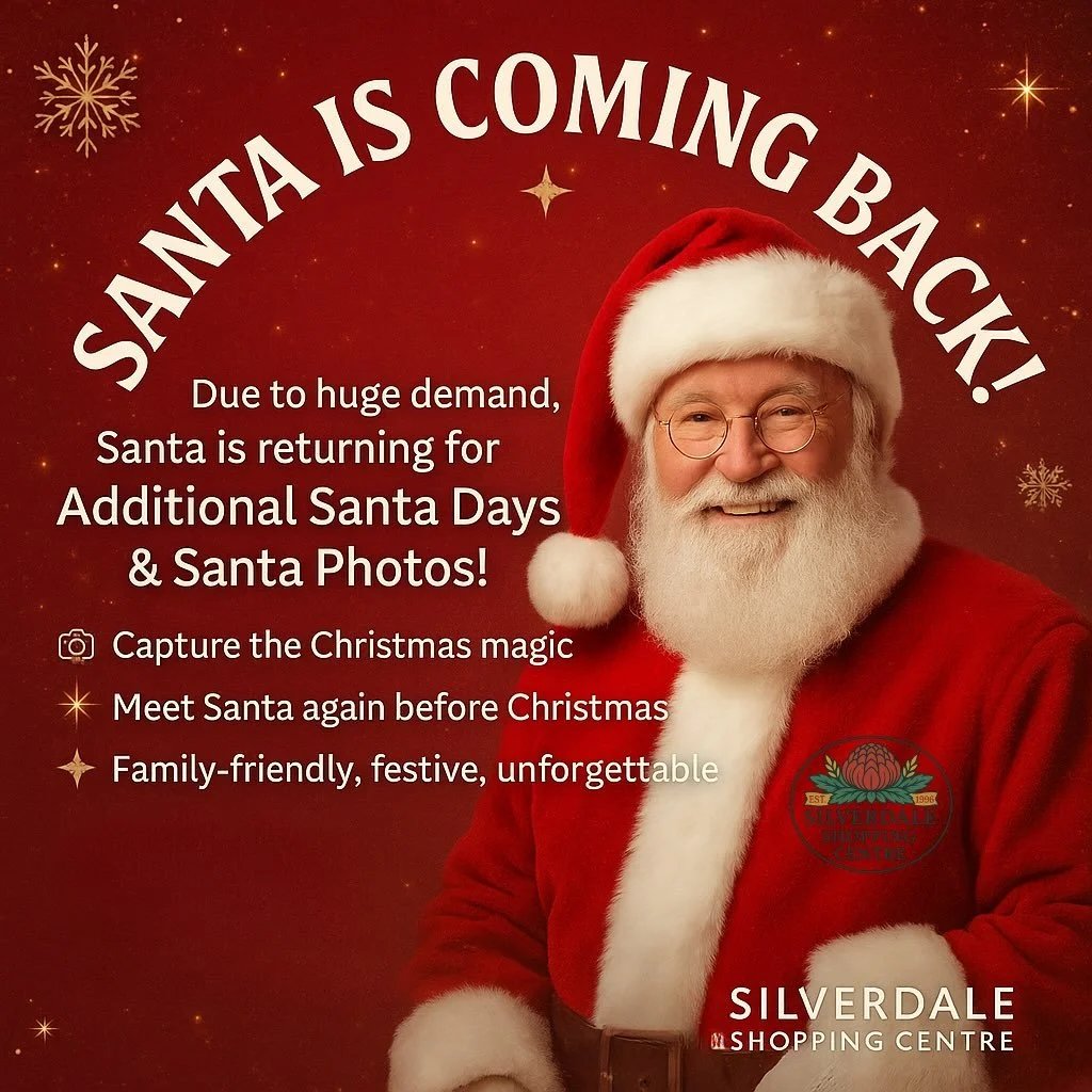 🎅✨ SANTA IS COMING BACK TO SILVERDALE! ✨🎅
Thanks to the incredible community response (and because Santa absolutely loved meeting everyone last Saturday!), we&rsquo;re thrilled to announce additional Santa Days at Silverdale Shopping Centre!

📸❤️ 