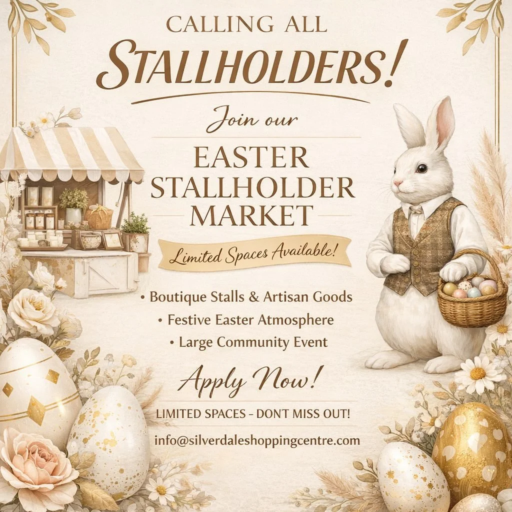 🌸 SILVERDALE EASTER STALLHOLDER MARKET 🌸

Saturday 28th March
10:00AM &ndash; 3:00PM

Our Easter Market is filling quickly and limited spaces remain.

If you would like to be part of this special community event at Silverdale Shopping Centre, we in