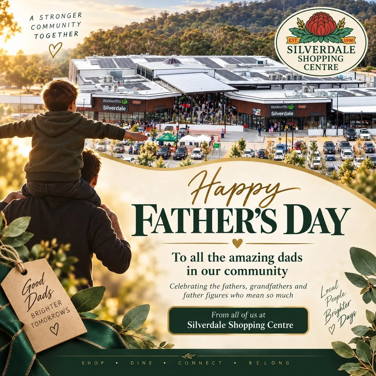 Happy Father&rsquo;s Day from Silverdale Shopping Centre 💚

Today we celebrate all the fathers, grandfathers and father figures who play such an important role in our families and our community.

Wishing all the amazing dads across Silverdale and th