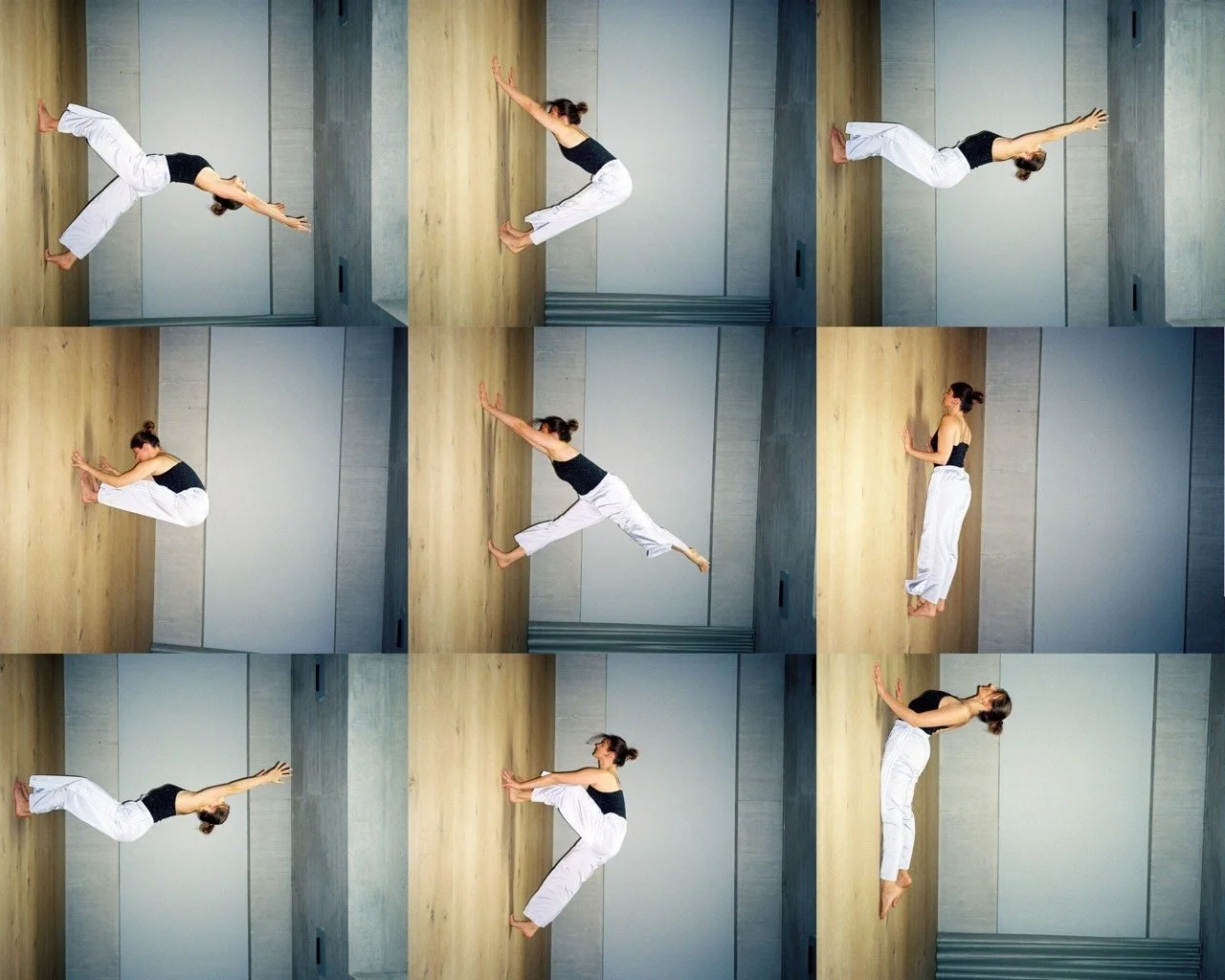 Filmstreifen mit verschiedenen Yoga-Posen.