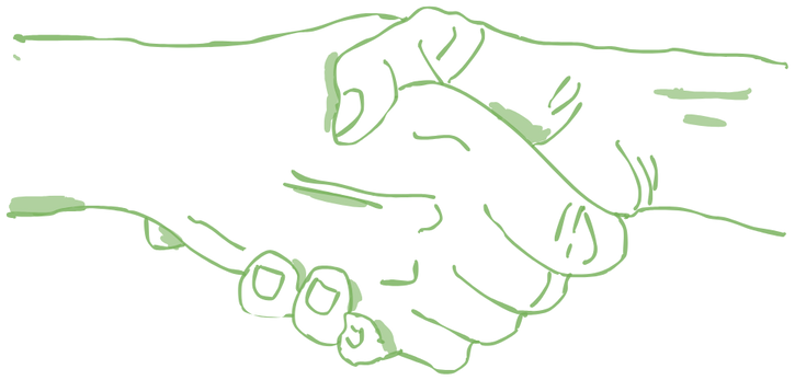 Drawing of two hands shaking.