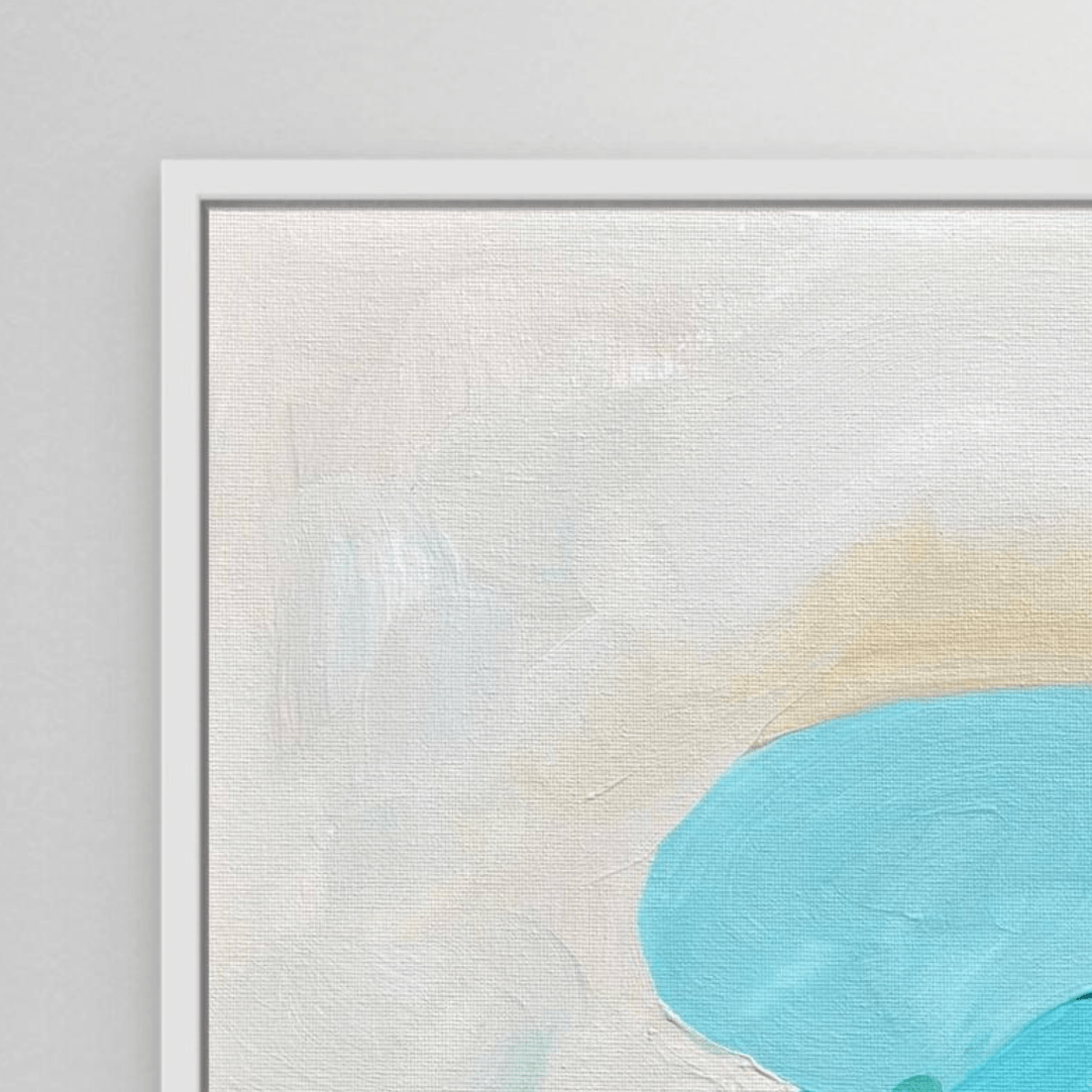 Detail des Fine Art Prints auf Leinrand im weißen Schattenfugenrahmen von Birgit Trofer.