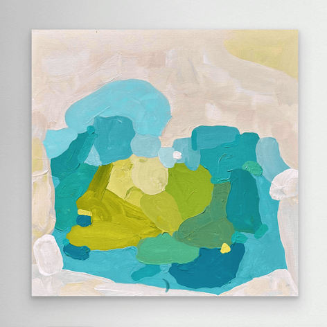 Fine Art Print Aquamarine Muse by Birgit Trofer in museum quality on canvas, mounted on wall.
