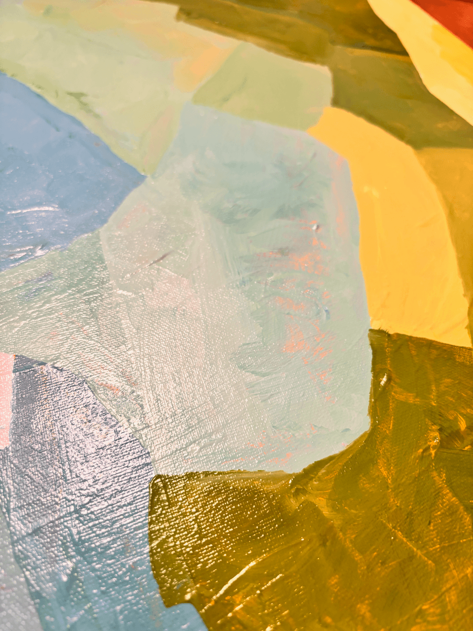 Close-ups from the contemporary painting "Balancing Friction", acrylics on canvas, by Birgit Trofer.
