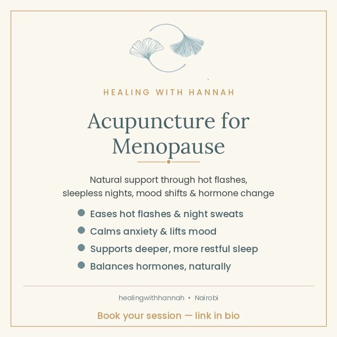 In Chinese Medicine, menopause is seen as a natural transition, but when the body struggles to adjust, symptoms show up. Acupuncture works to restore that balance, calming the nervous system and supporting your hormones so your body can move through 