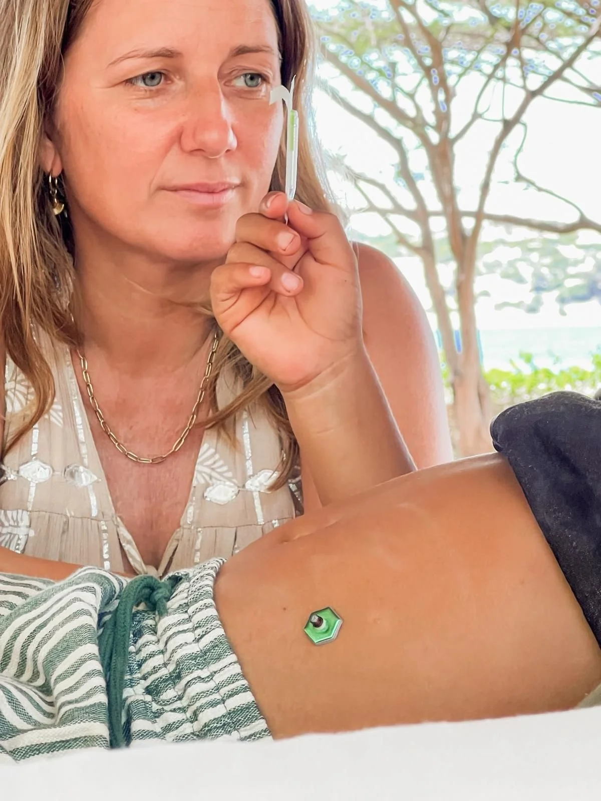 Hannah during a treatment with a child