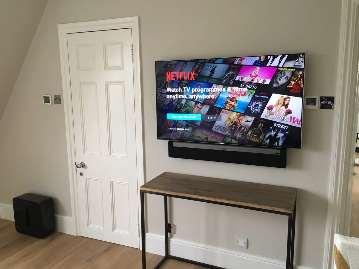 Wall mounted TV and soundbar