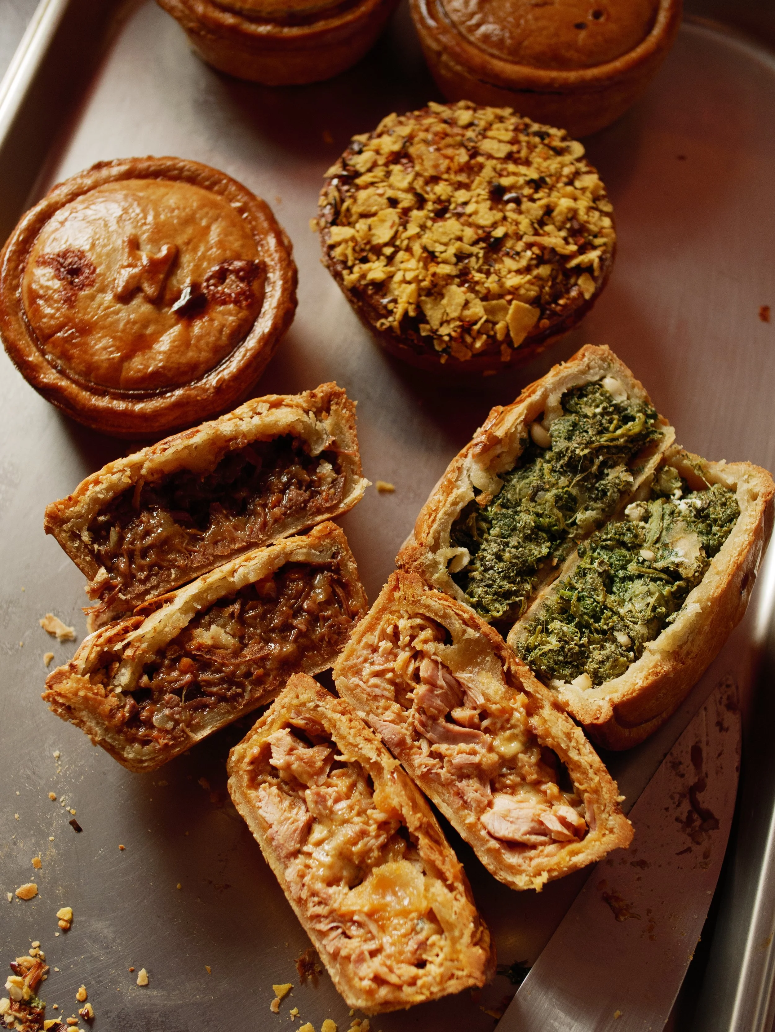 A selection of pies from artisan pie company Piesmiths.