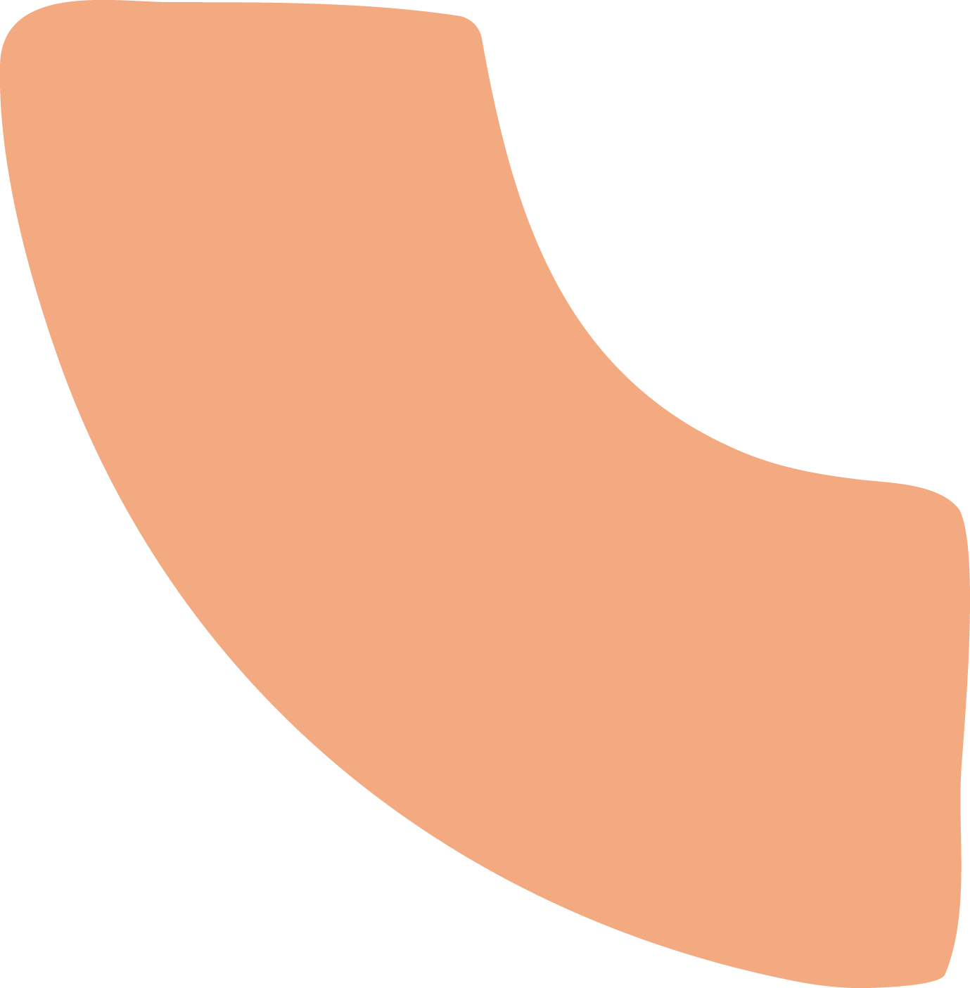 Quarter circle icon in orange colour