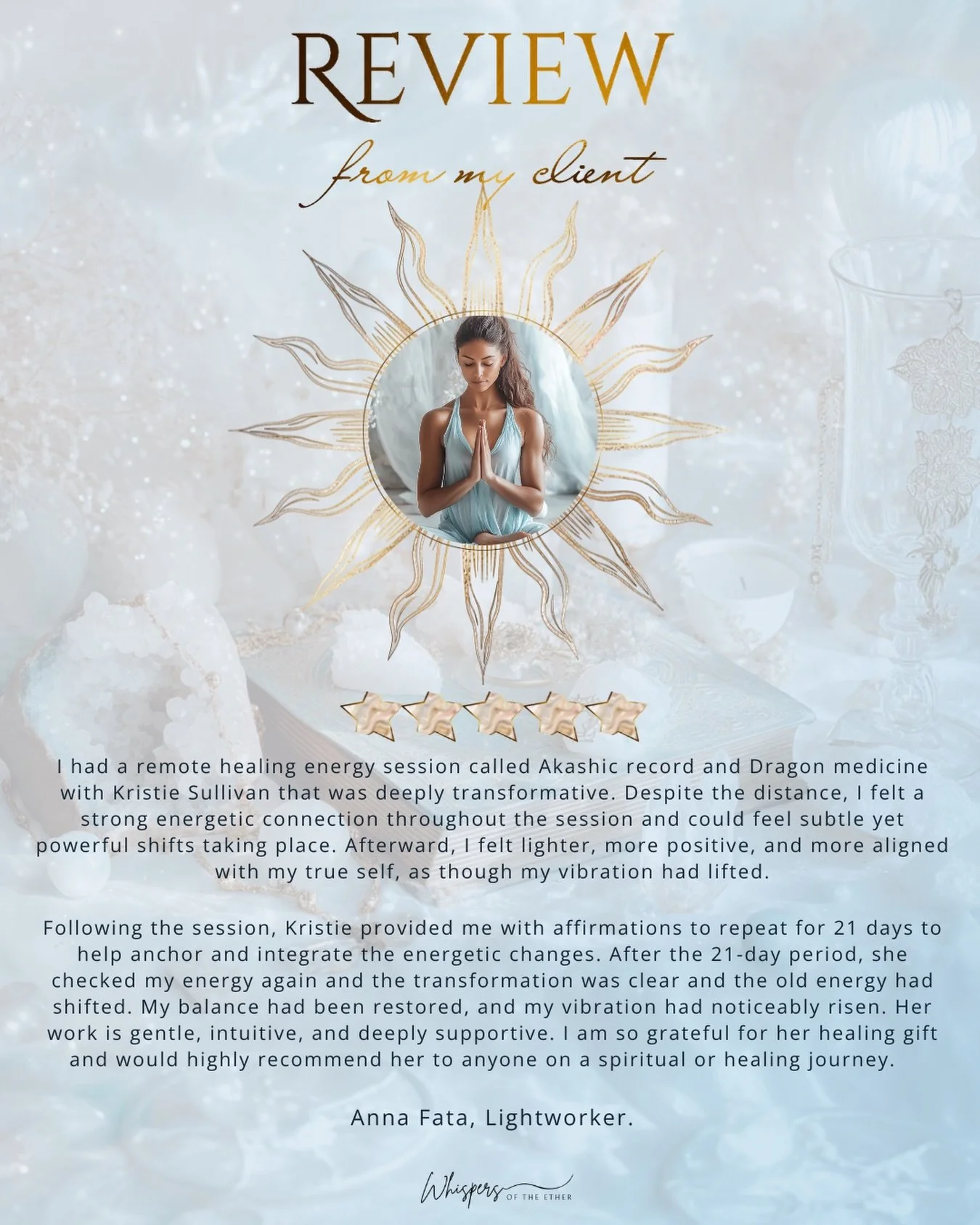 ✨Client Review ✨ Akashic Record &amp; Dragon Medicine Session 🐉💫

This session is a soul-level reading and energetic recalibration within the Akashic field, supported by Dragon Medicine frequencies.

We explore:

✨ Soul origin &amp; divine soul pur
