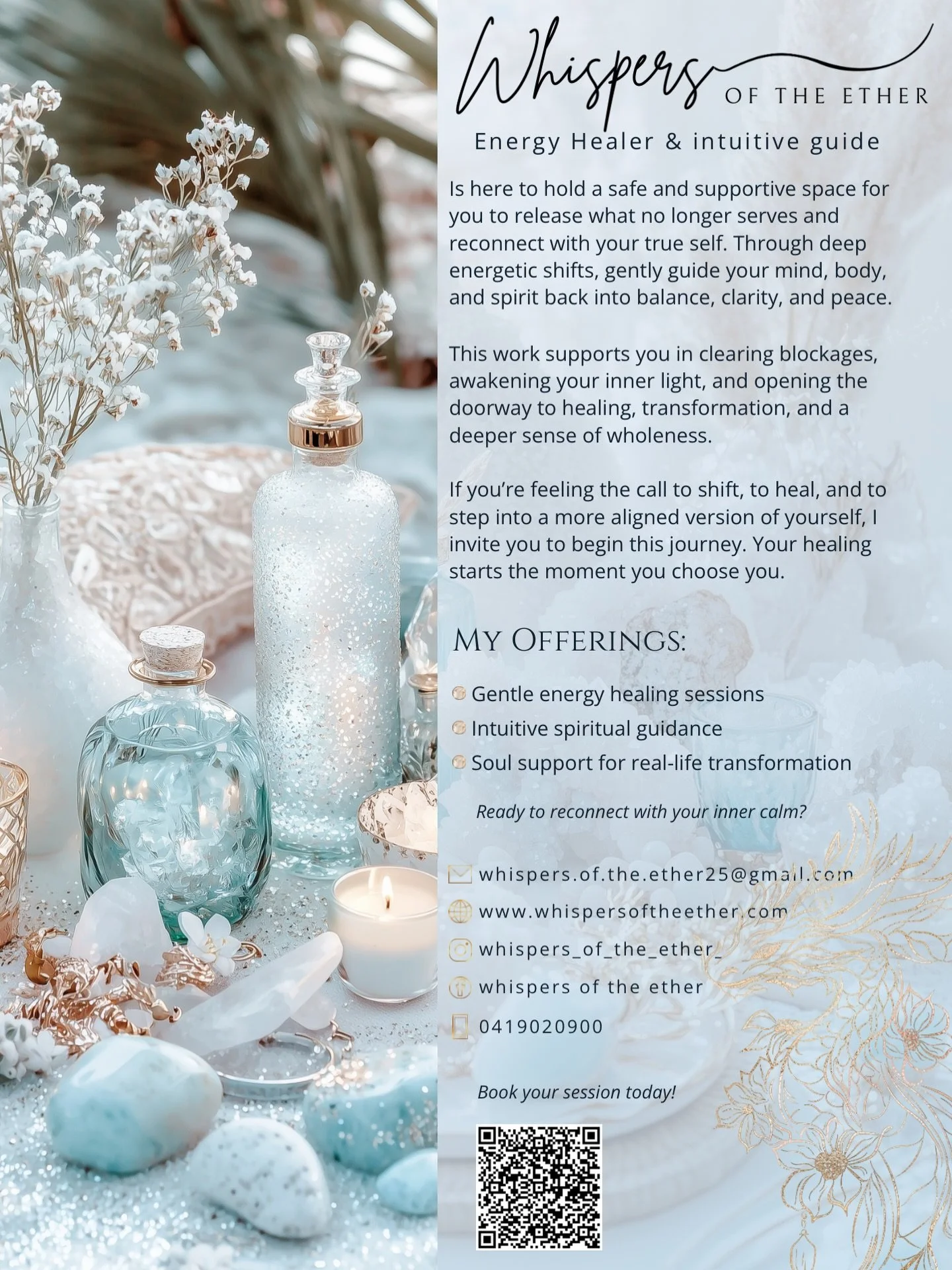Here to hold a safe and supportive space for you to release what no longer serves and reconnect with your true self. Through deep energetic shifts, I gently guide your mind, body, and spirit back into balance, clarity, and peace.

This work supports 