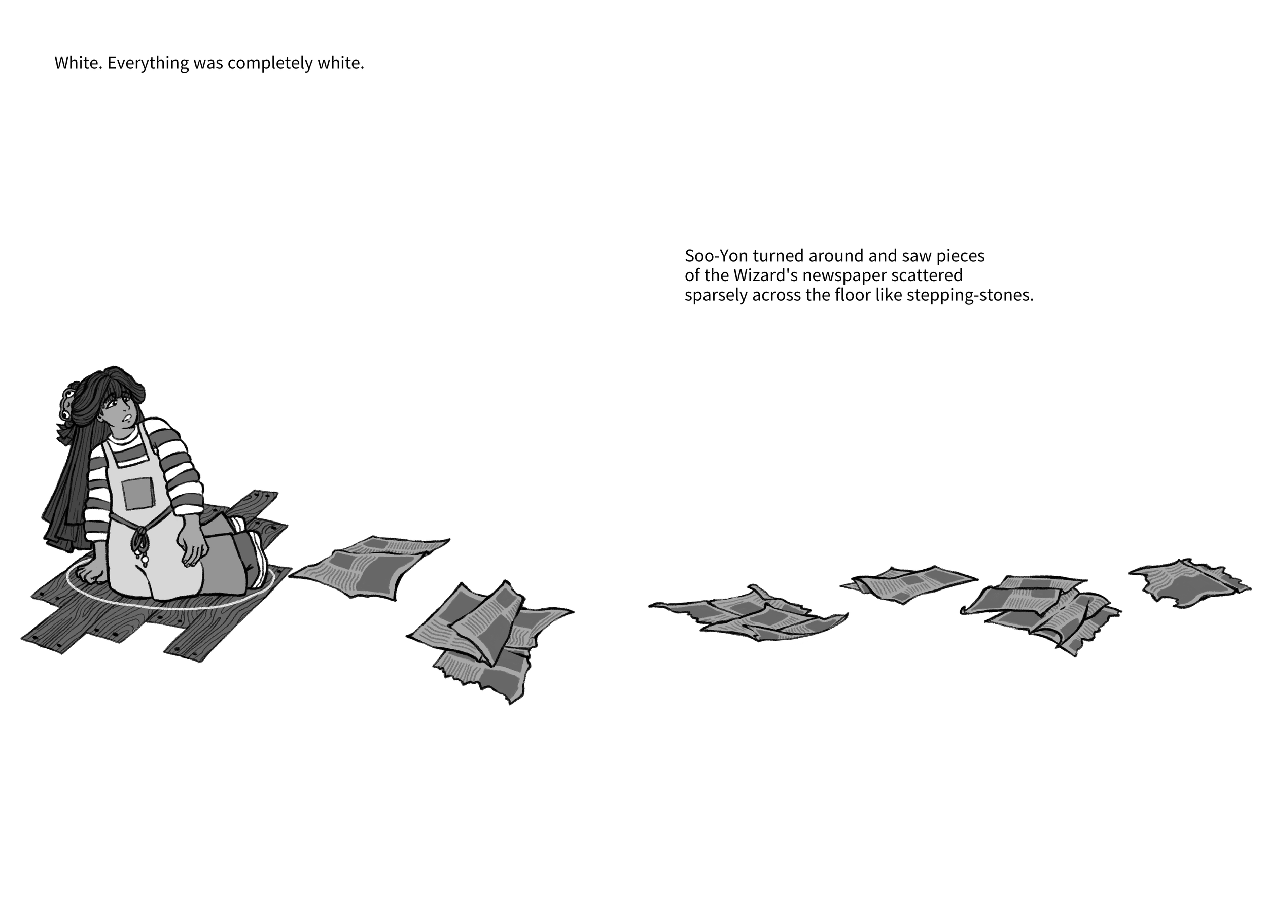 A Double page spread for "Keep in the Lines" (2026) written and illustrated by Marty Baker