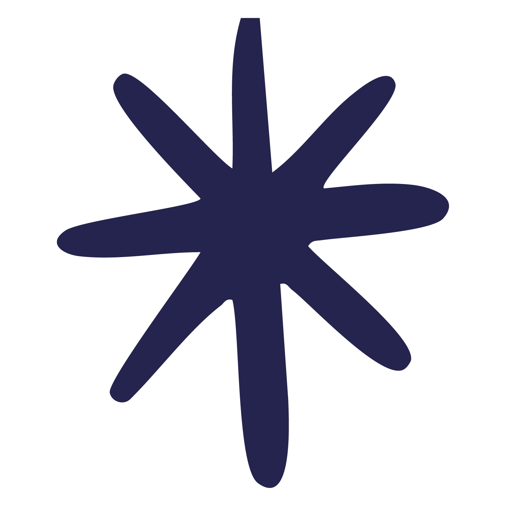 Une étoile de mer marine stylisée en bleu foncé sur fond blanc.