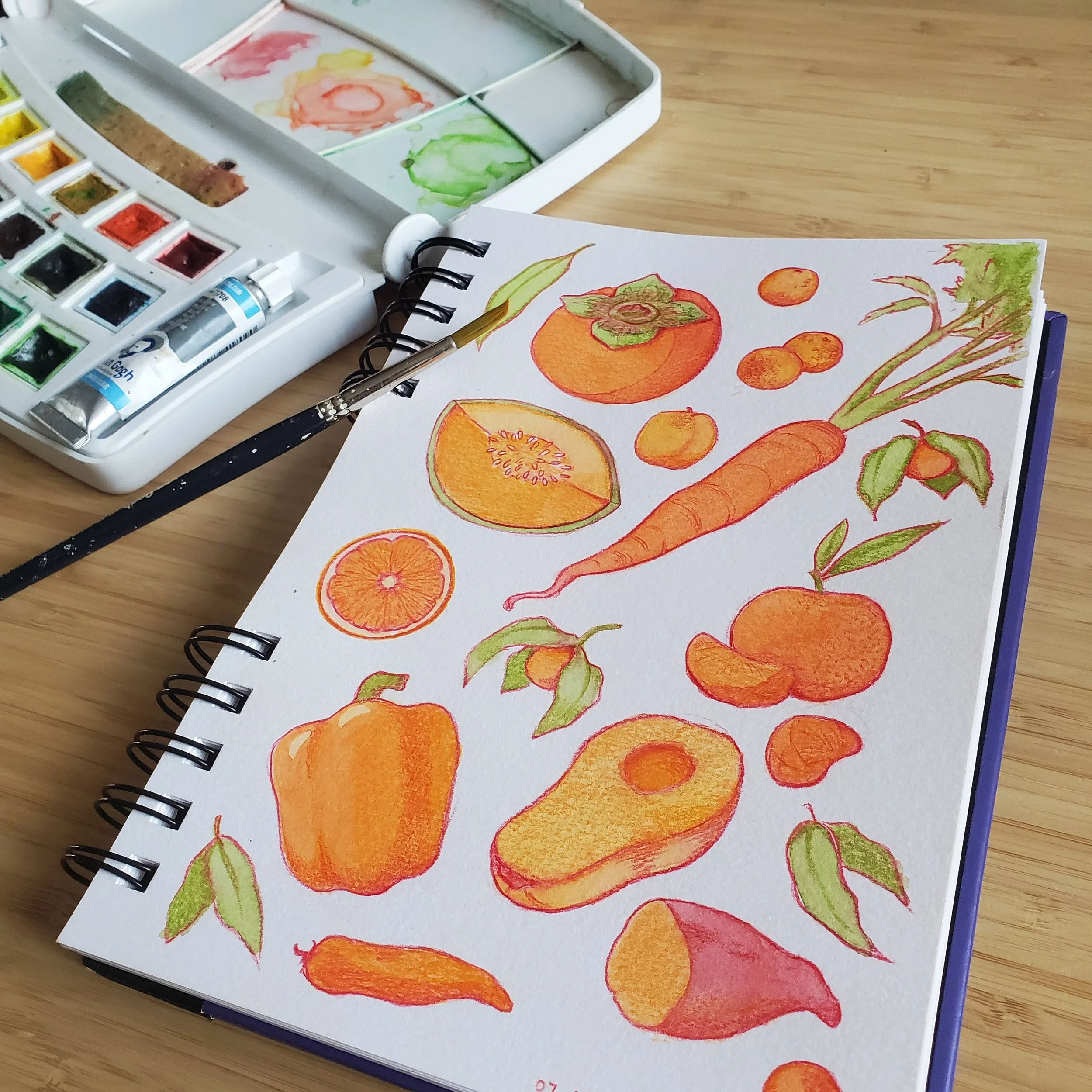 Marie Guillemot - Aquarelle thème orange