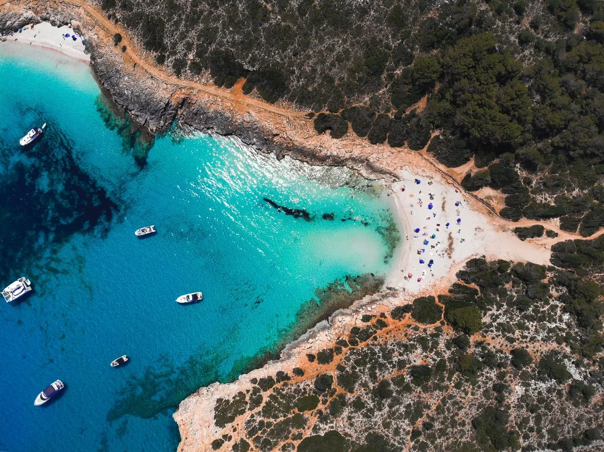 Birds eye view of cala varques beach