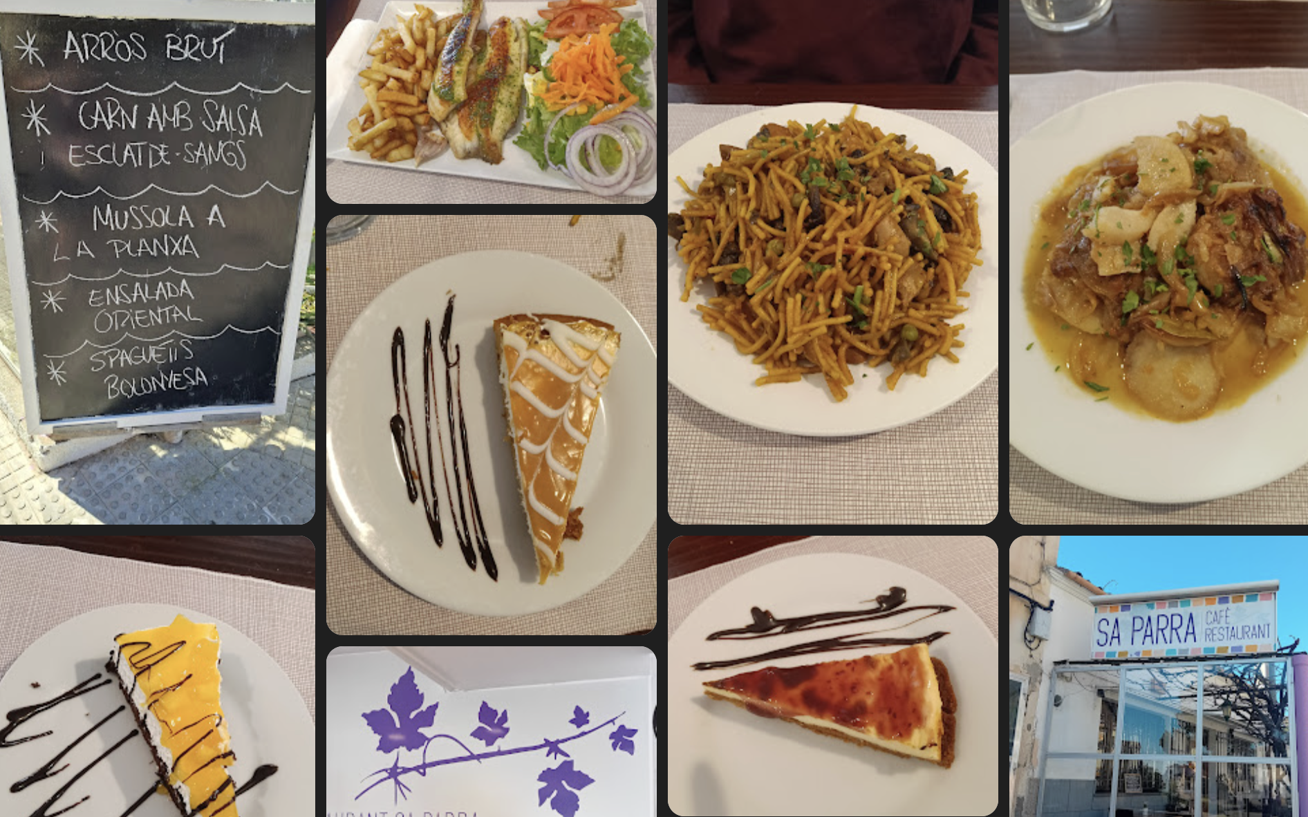 Customers photos and the daily menu at Sa Parra restaurant