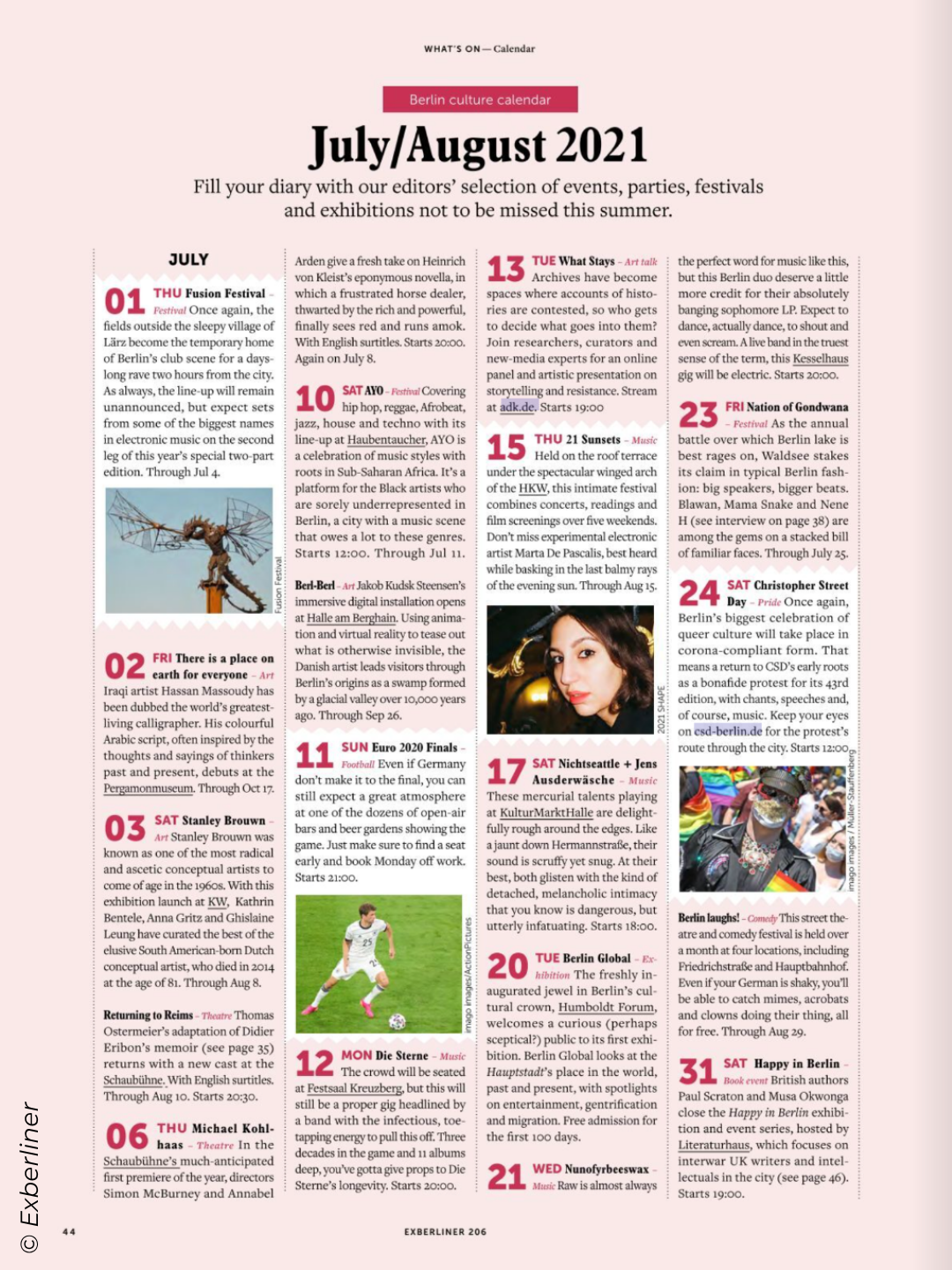 What's On Calendar (July/August 2021) - Exberliner 