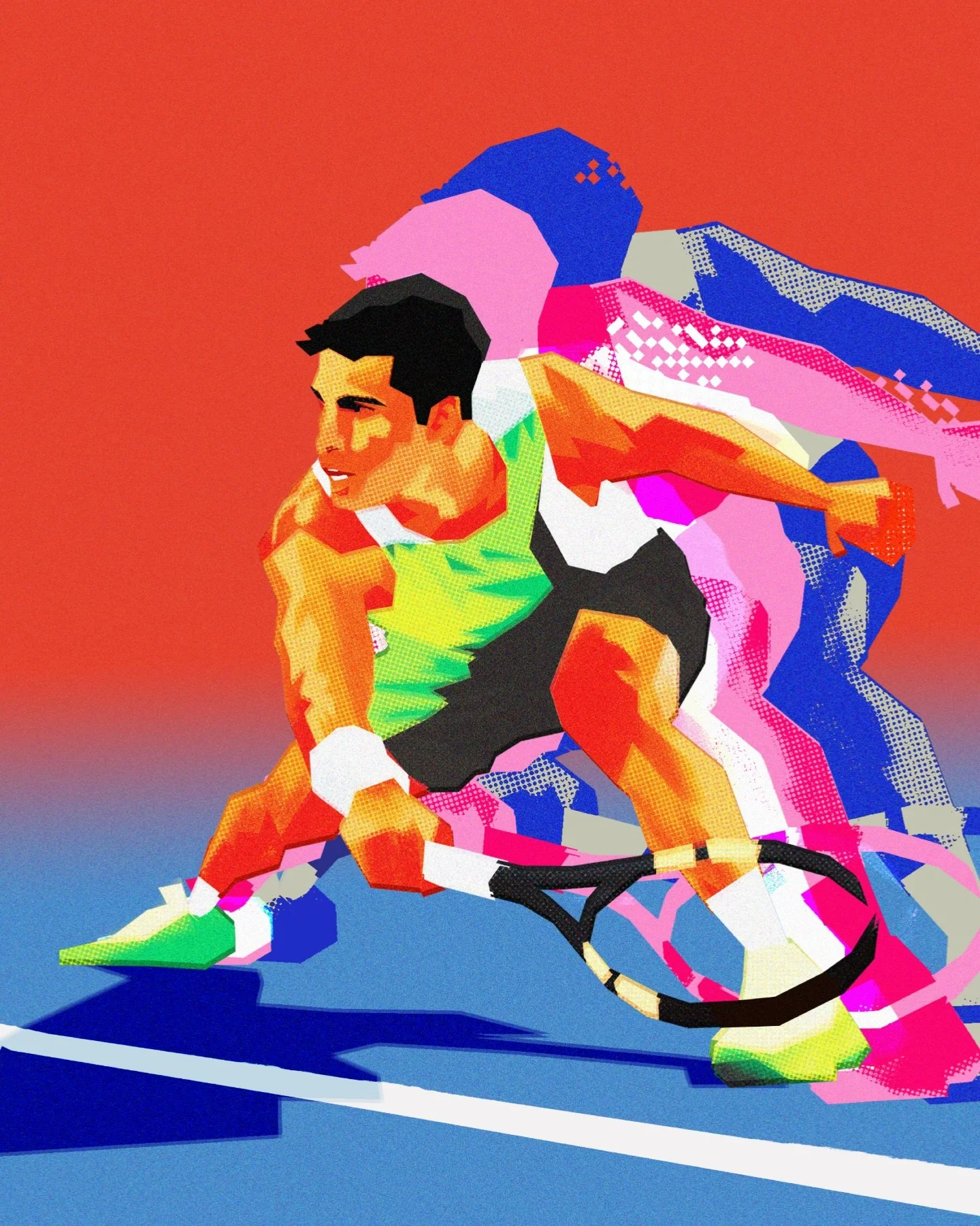 I hope you enjoy this piece half as much as I enjoyed making it, love how this turned out, really wanted to capture the vibrance of his play and power ⚡️ What a player 👑 *Insert highly appropriate music* @carlitosalcarazz  @atptour @australianopen 
