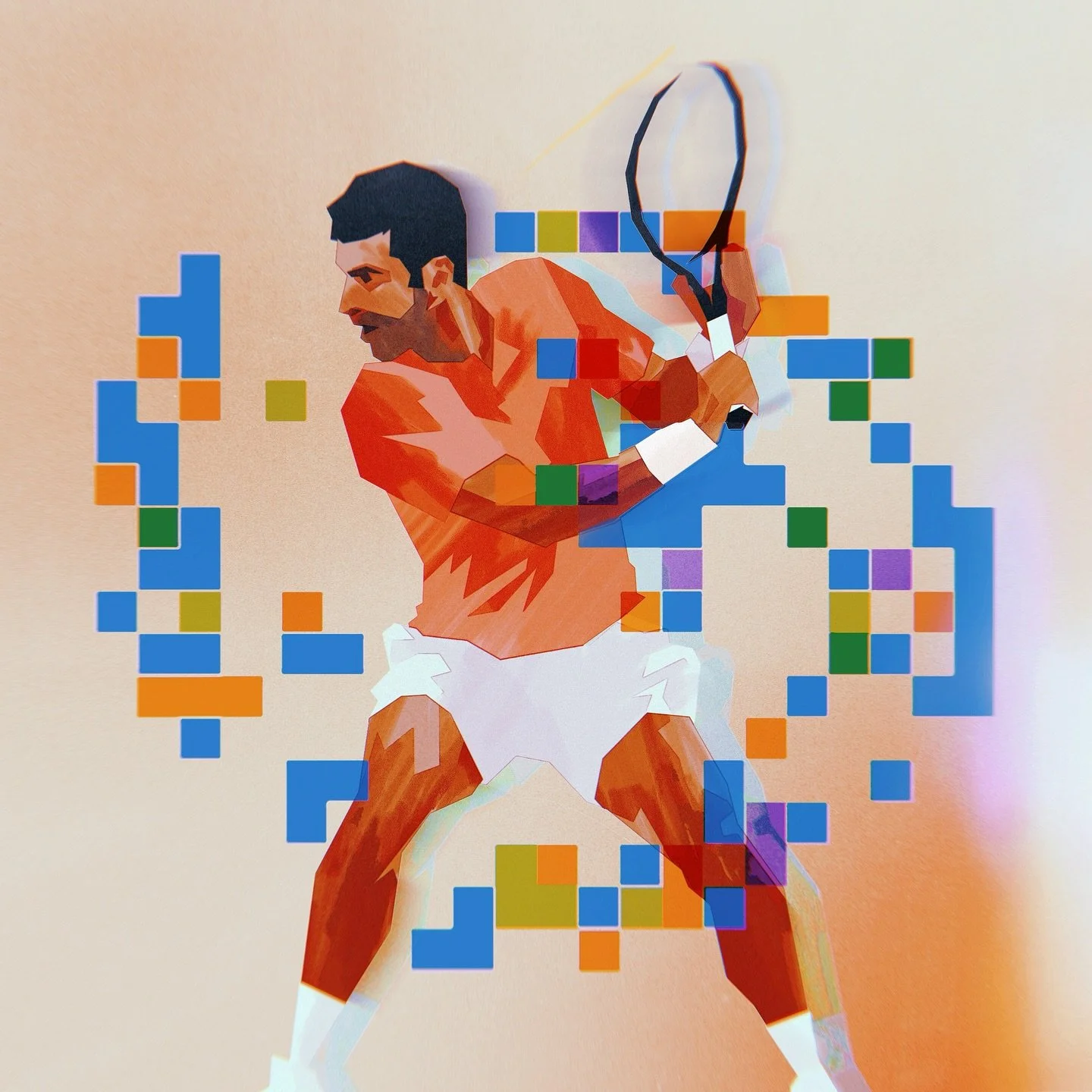 New experimental piece 🙌🏼 baby I&rsquo;m back! 🎾

This piece is in celebration of @djokernole 100 career titles 🏆 I wanted to convey the achievement in a different, more abstract way though&hellip;

Rather than slapping &ldquo;100&rdquo; in the b