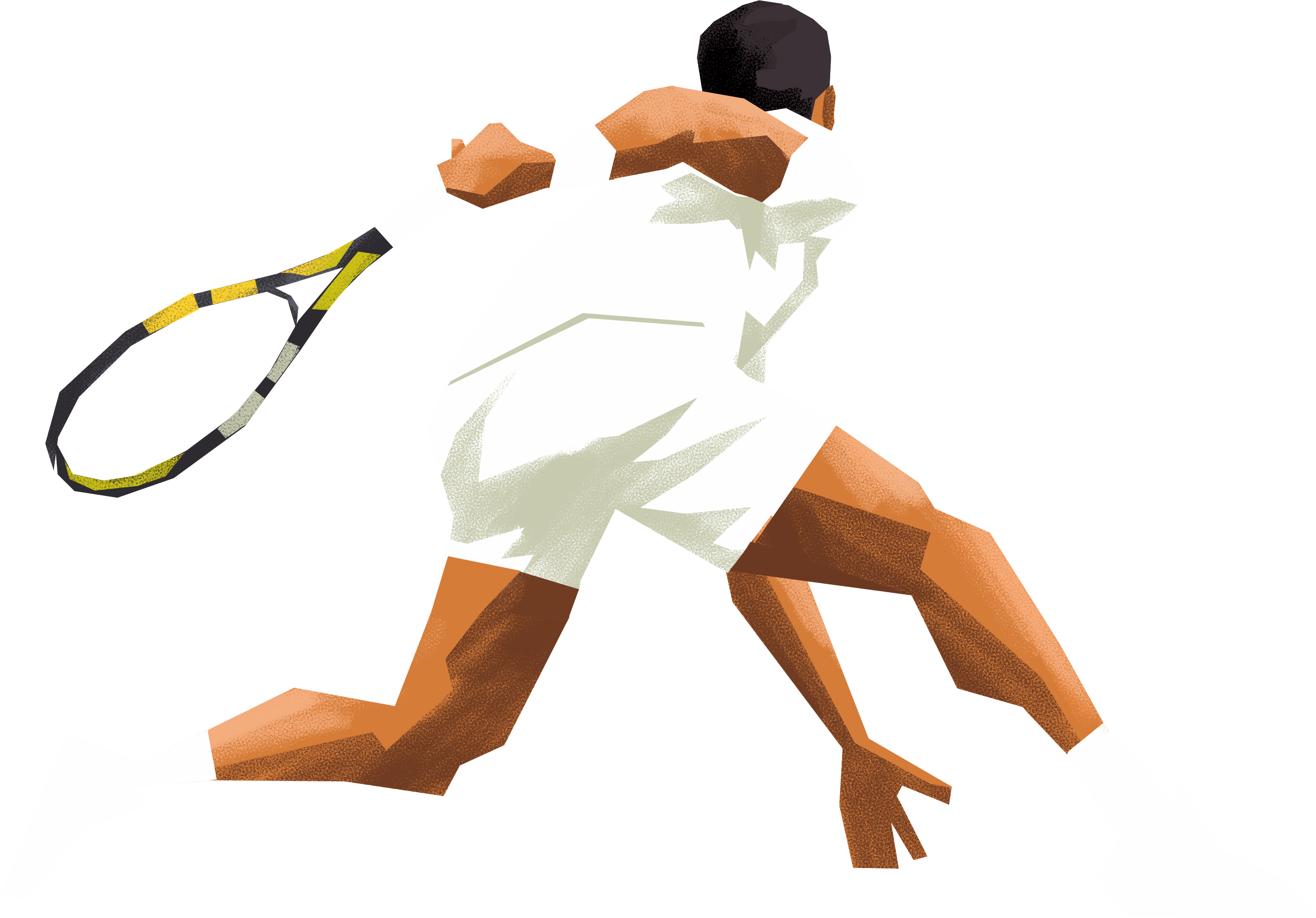 A digital illustration of Carlos Alcaraz from behind.