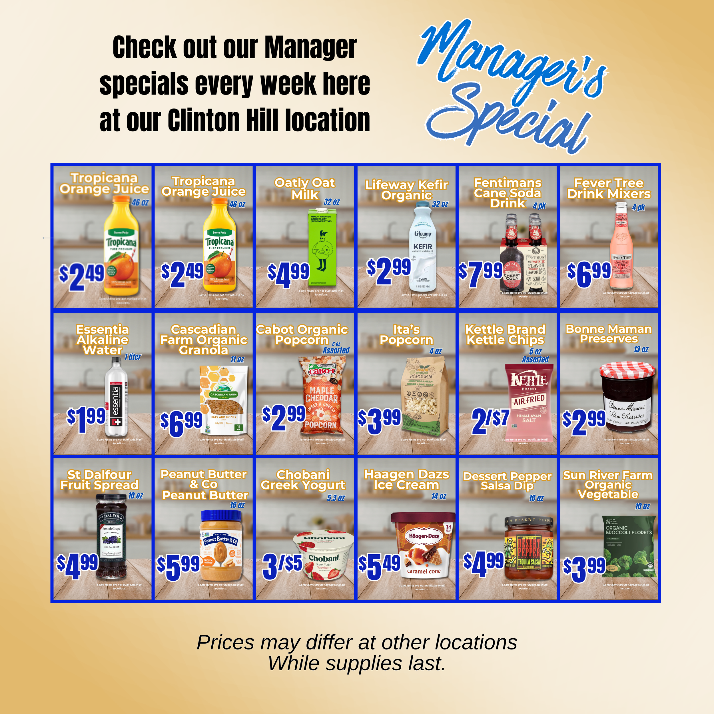 Key Food Clinton Hill Manager's Specials weekly flyer — deals on drinks, snacks, and organic products