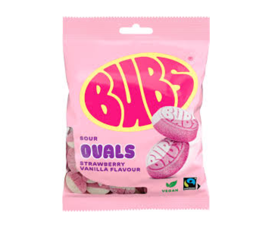 Bubs Sweet & Tangy Ovals Strawberry Vanilla Peg Bag 90g (Sweden)