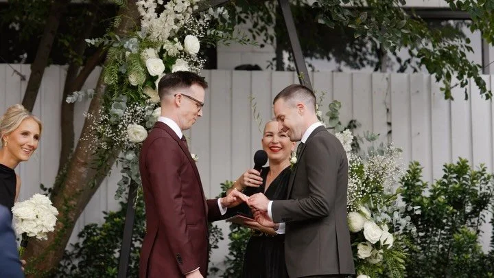 The in-between moments from Chris and Nelson&rsquo;s day

1. L is for left hand 
2. Soaking in the newlywed glow with guests
3. Dad jokes with Chris and his dad
4. Catching tears with Nelsons&rsquo; late fathers handkerchiefs
5. The grooms and their 