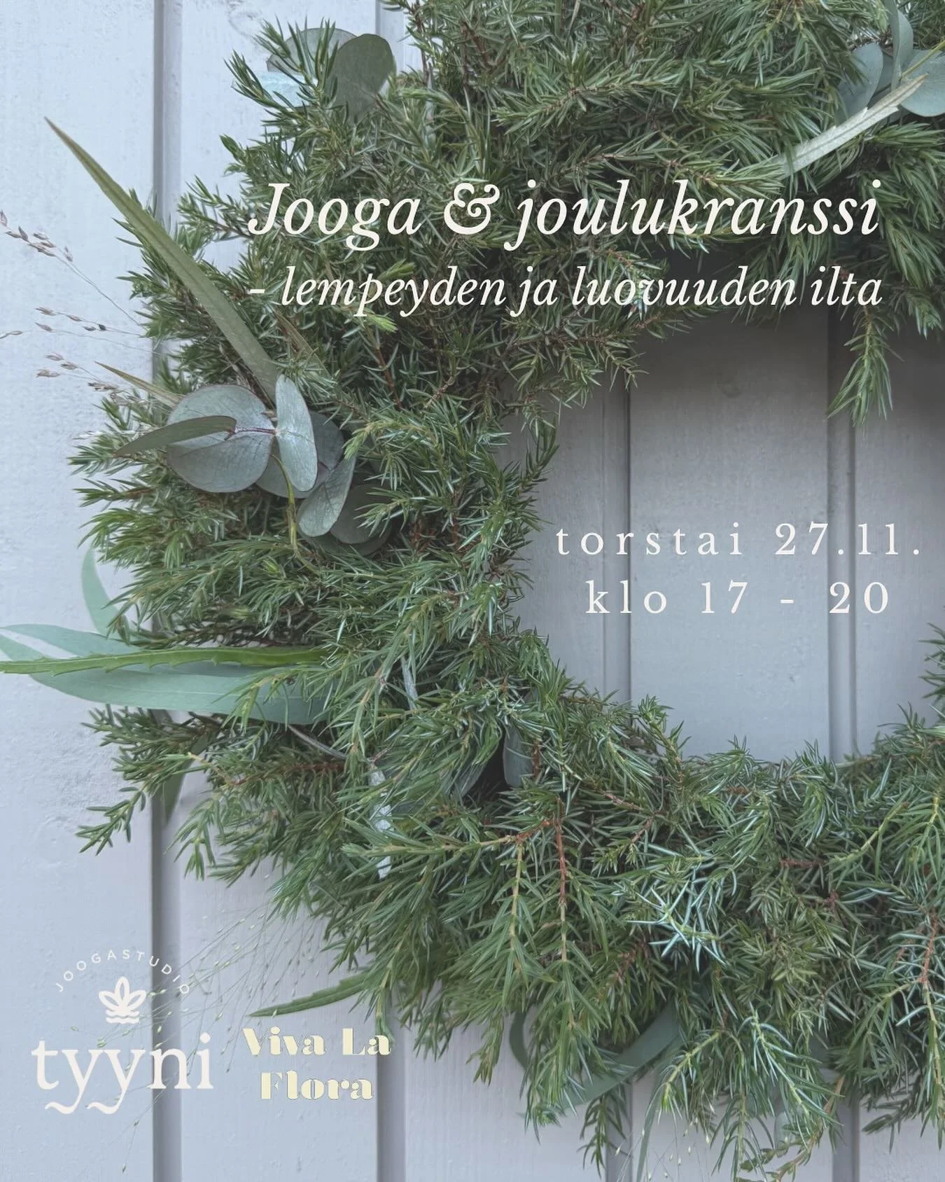 Havun tuoksua, luovuuden avaavaa joogaa ja maadoittavaa tekemist&auml; k&auml;sill&auml;. Kynttil&ouml;it&auml;, gl&ouml;gin l&auml;mp&ouml; ja kiireet&ouml;n tunnelma 🤎

Tervetuloa Joogastudio Tyynin ja @vivalafloraoulu rentouttavaan hyvinvointi-il