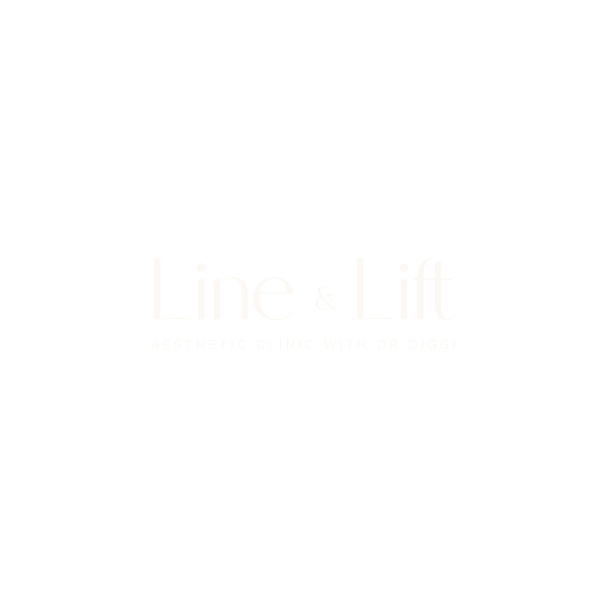 Logo for Line & Lift, an aesthetic clinic with Dr. Diggi, featuring white text on a black background.
