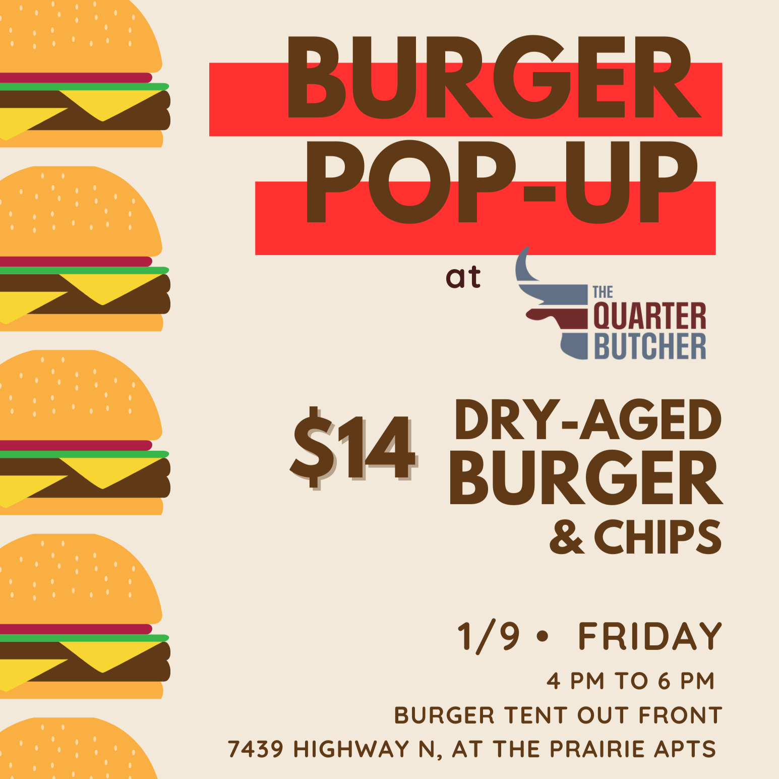 Dry aged Burgers Pop Up The Quarter Butcher
