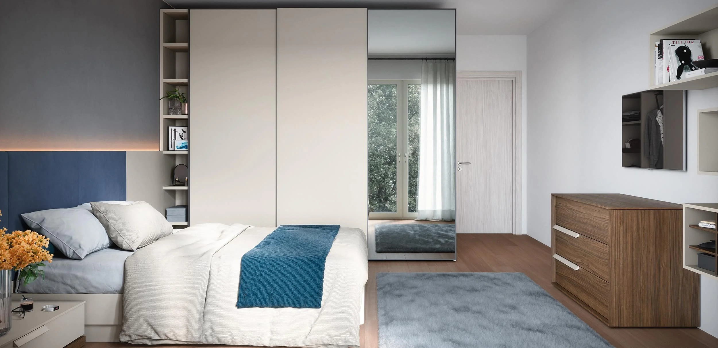 neutral coloured bedroom