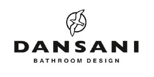 Logo for Dansani Bathroom Design featuring a stylized leaf and water drop symbol.