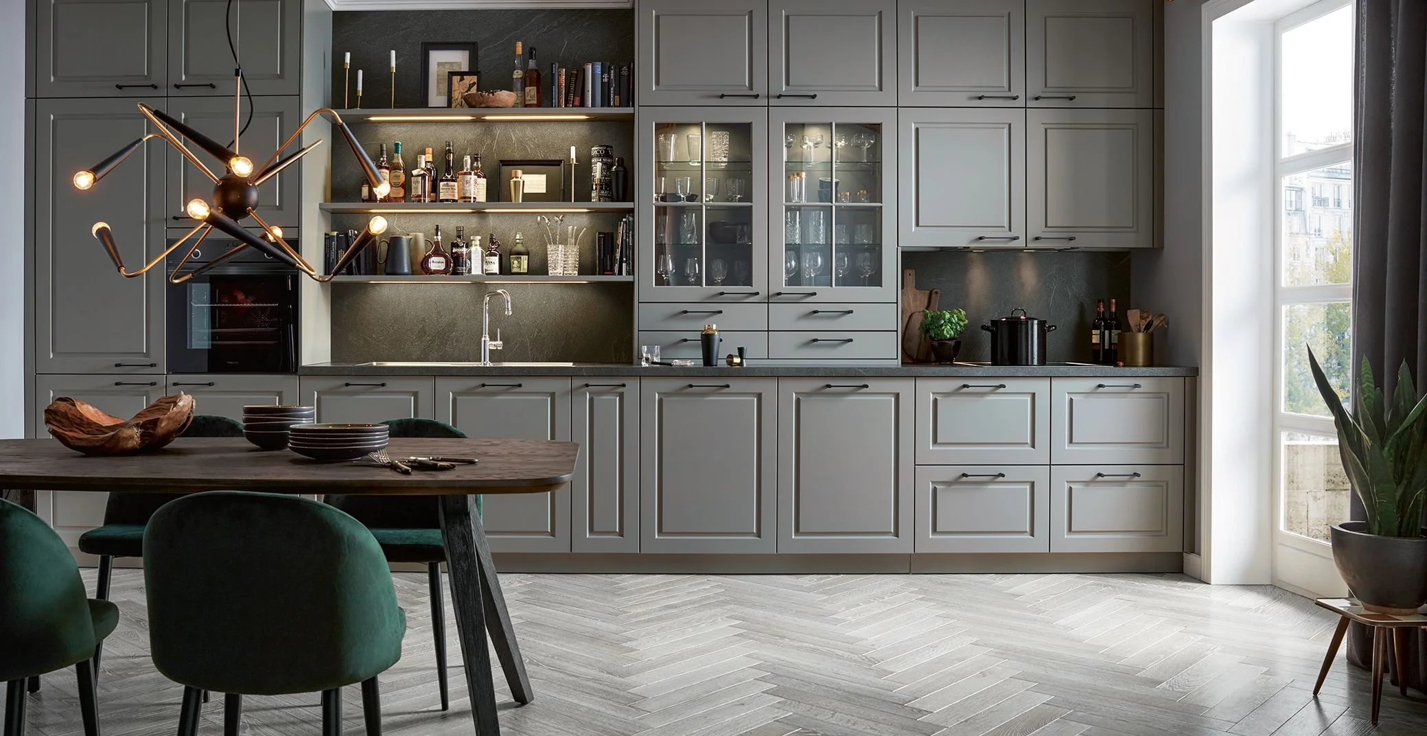 elegant grey kitchen