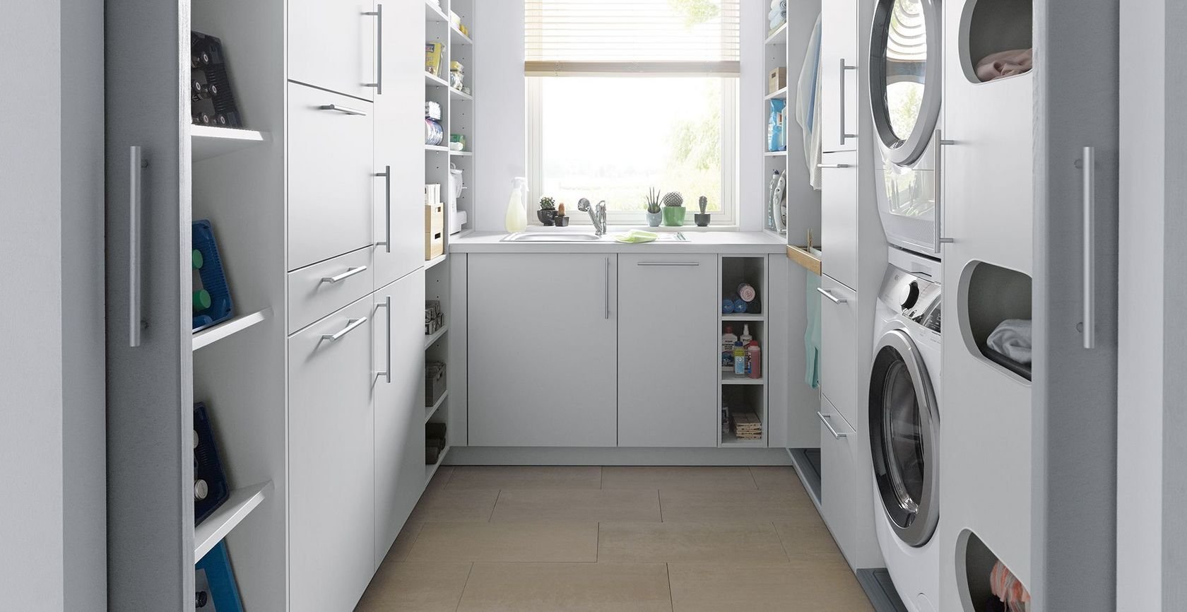 modern white utility room