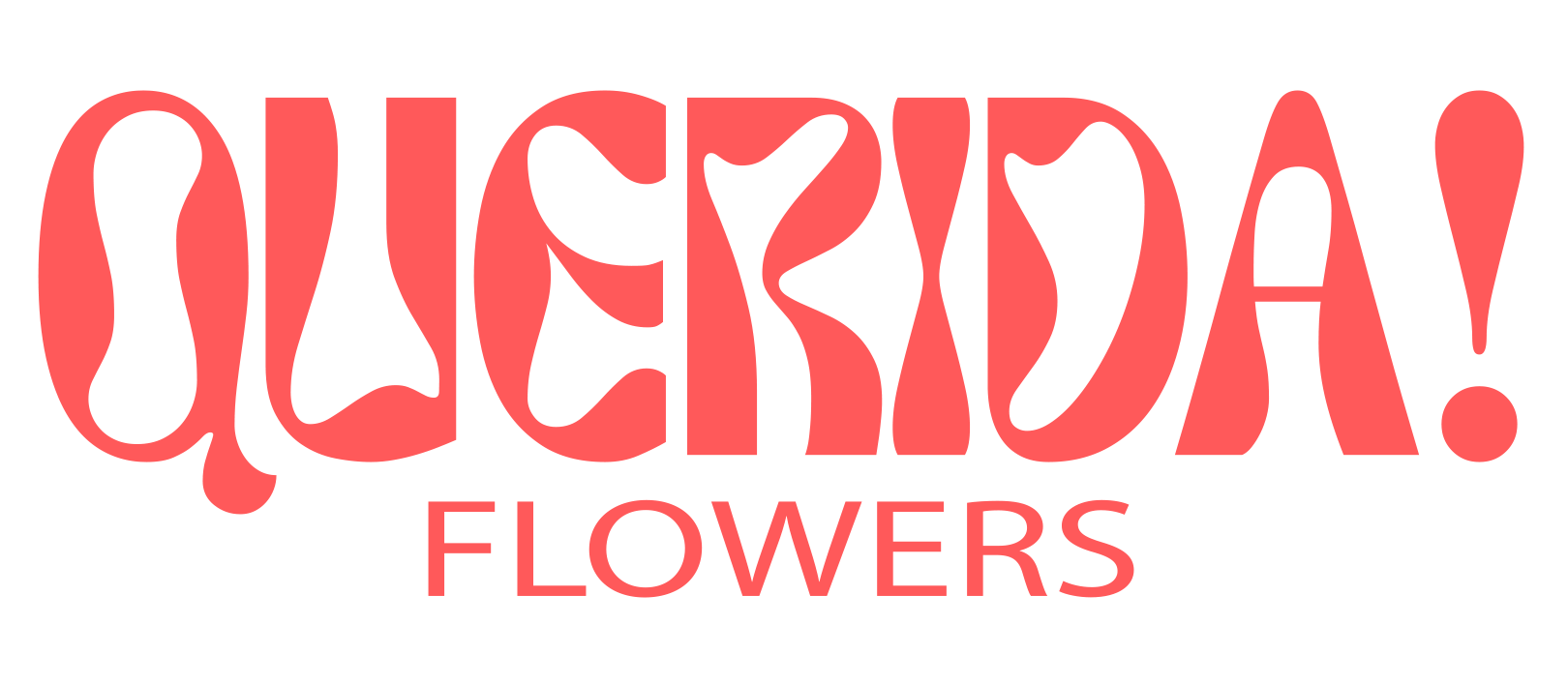 Logo con la palabra '"QUERIDA" en letras estilizadas de color rosa, con la palabra 'Flowers' en letras rosas debajo.