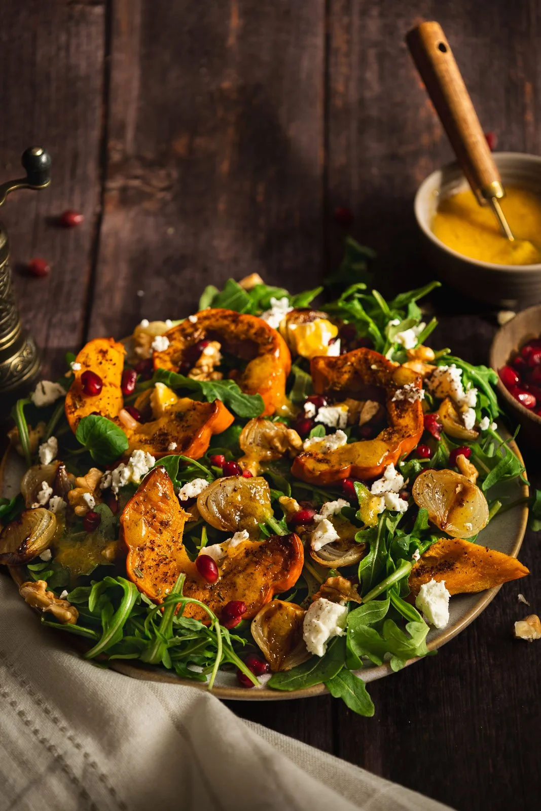 Roasted Munchkin Pumpkin &amp; Baby Onion Salad with Peach Vinaigrette