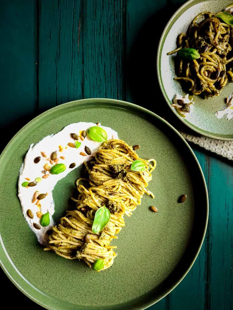 Green Pesto Spaghetti Pasta