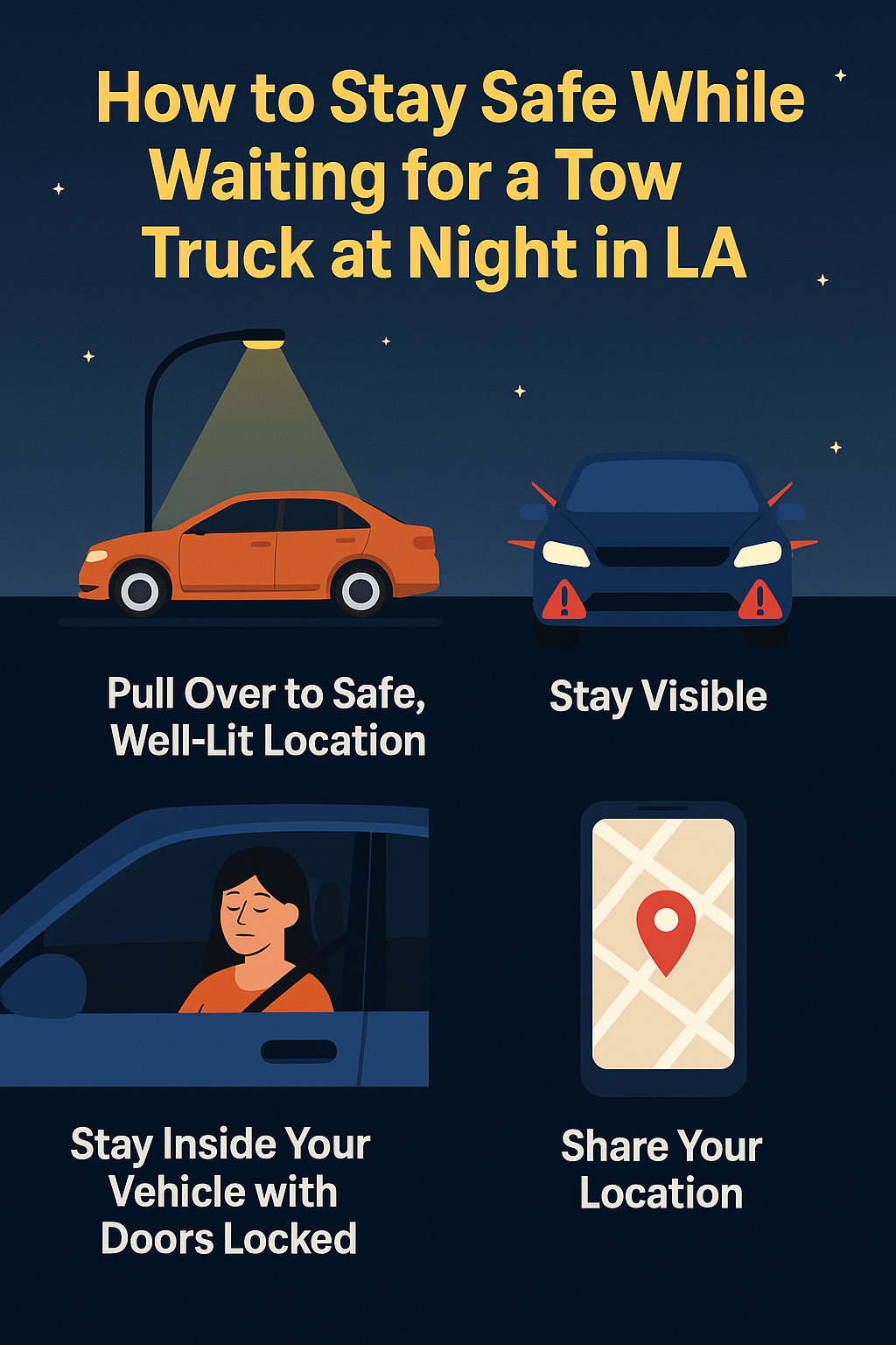 Stranded at Night? 7 Safety Tips While Waiting for a Tow Truck in LA