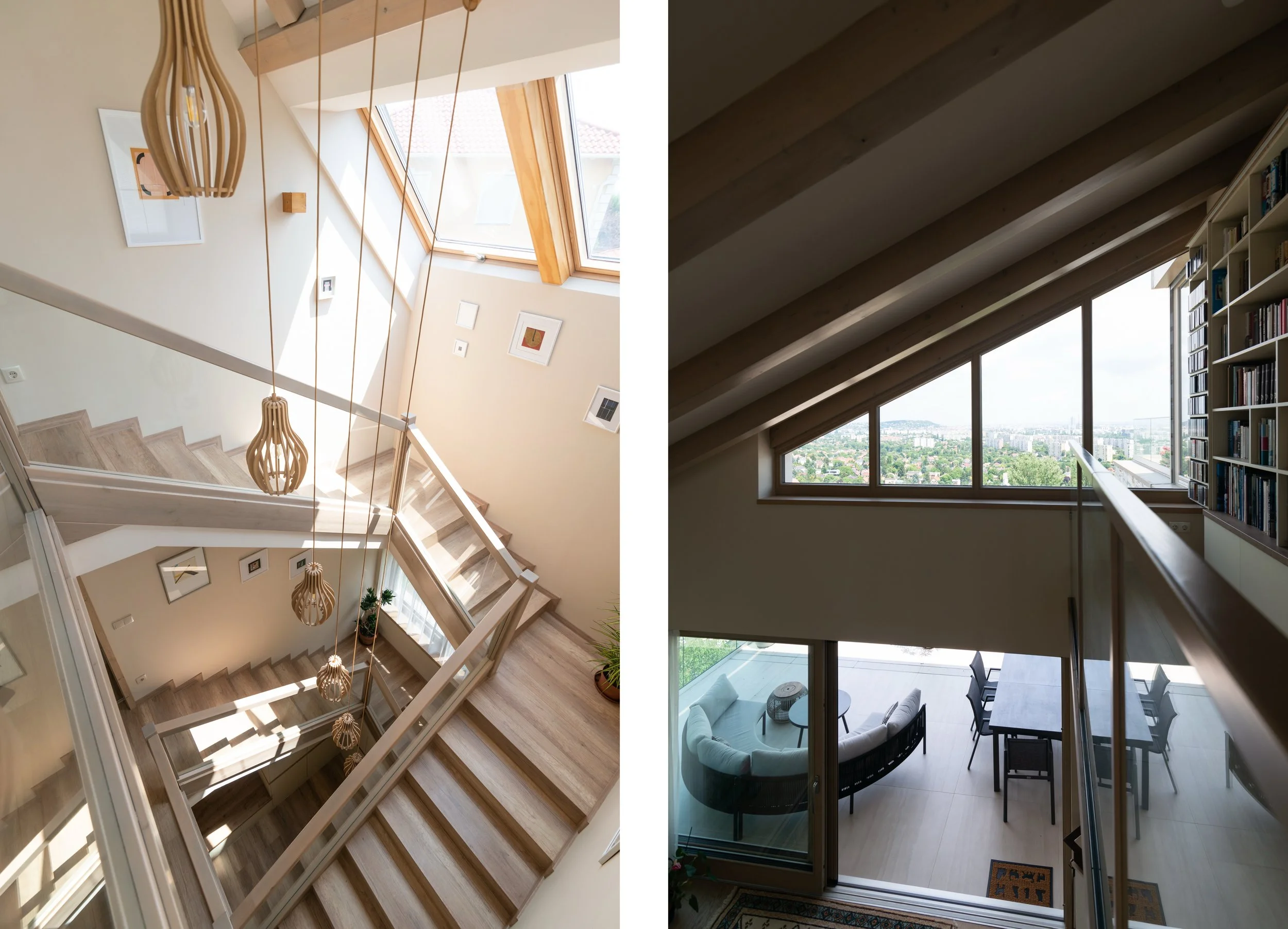 Kép a panorámás családi ház lépcsőteréről és galériájáról